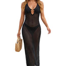 Bikini Cover-Up Dress with Wave Cut-Outs and Deep V-Neck