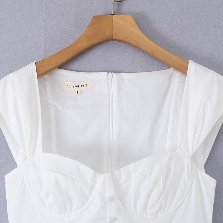 Sweetheart Neck Cotton Mini Dress – Vintage Chic