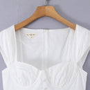 Sweetheart Neck Cotton Mini Dress – Vintage Chic