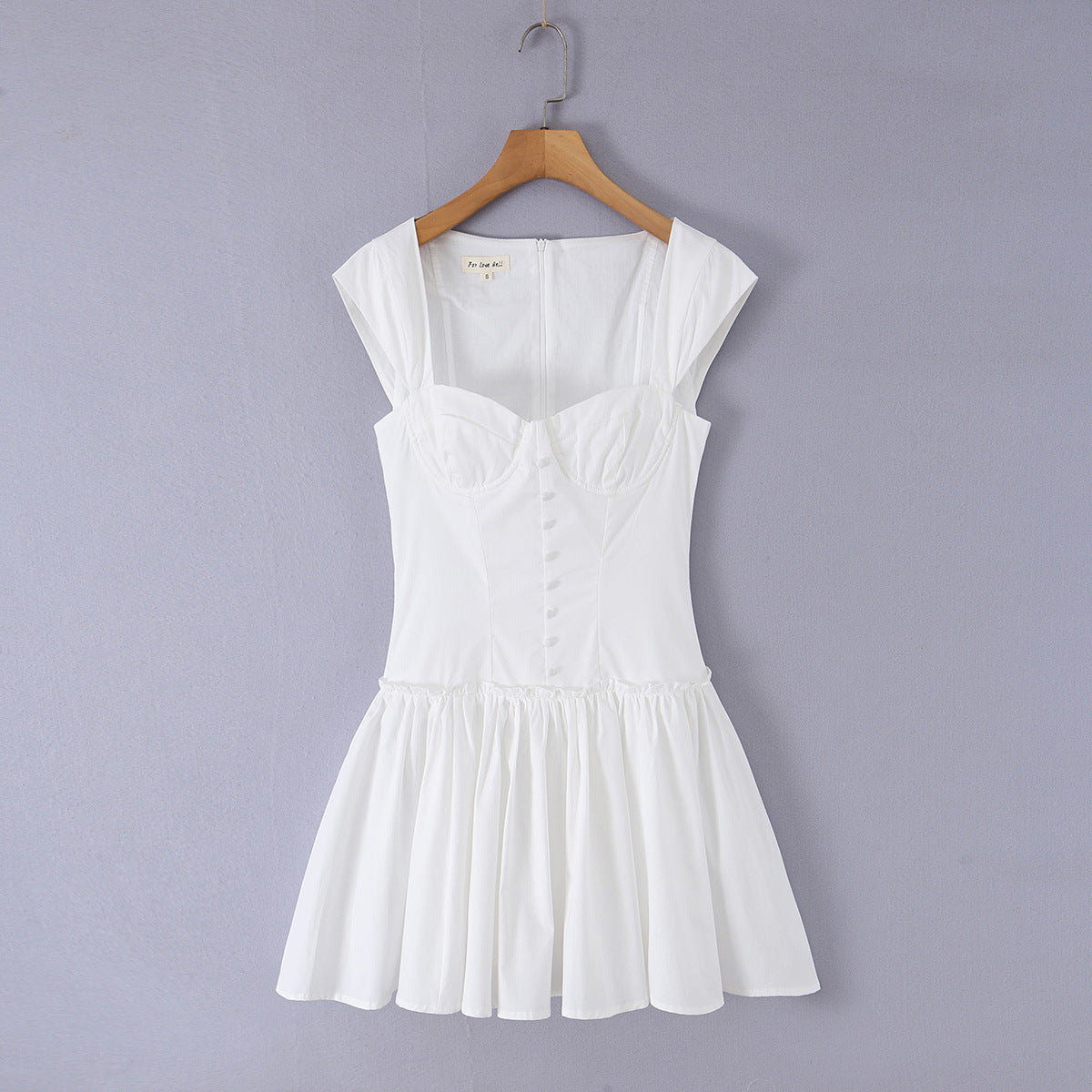 Sweetheart Neck Cotton Mini Dress – Vintage Chic