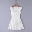Sweetheart Neck Cotton Mini Dress – Vintage Chic