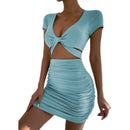 Women's V-neck waist-revealing hip skirt