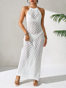 Hollow Cover-Up Sexy Backless Dress with Tie Strap Skirt