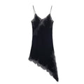 French Lace Velvet Midi Dress – Sleeveless V-Neck