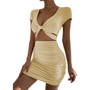 Women's V-neck waist-revealing hip skirt
