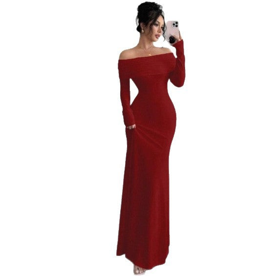 One Shoulder Slim Fit Maxi Dress – Bodycon Hip Hugging