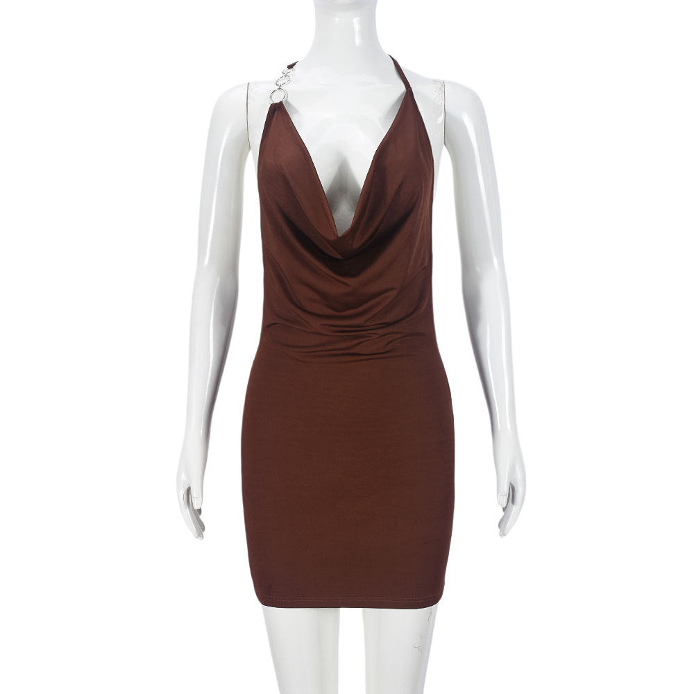 Deep V Camisole Bodycon Mini Dress – Backless Slim Fit