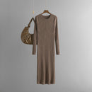 Turtleneck Pit Stripe Knit Midi Dress – Autumn Winter