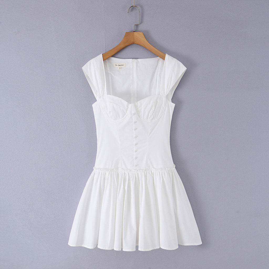Sweetheart Neck Cotton Mini Dress – Vintage Chic