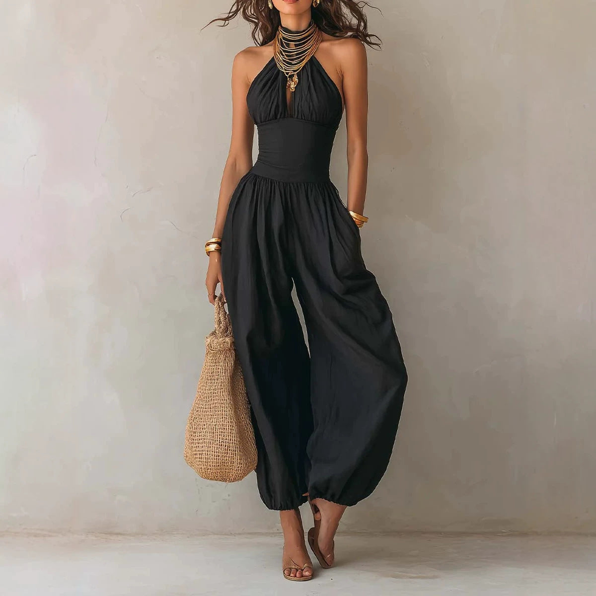 High-Waisted Backless Jumpsuit