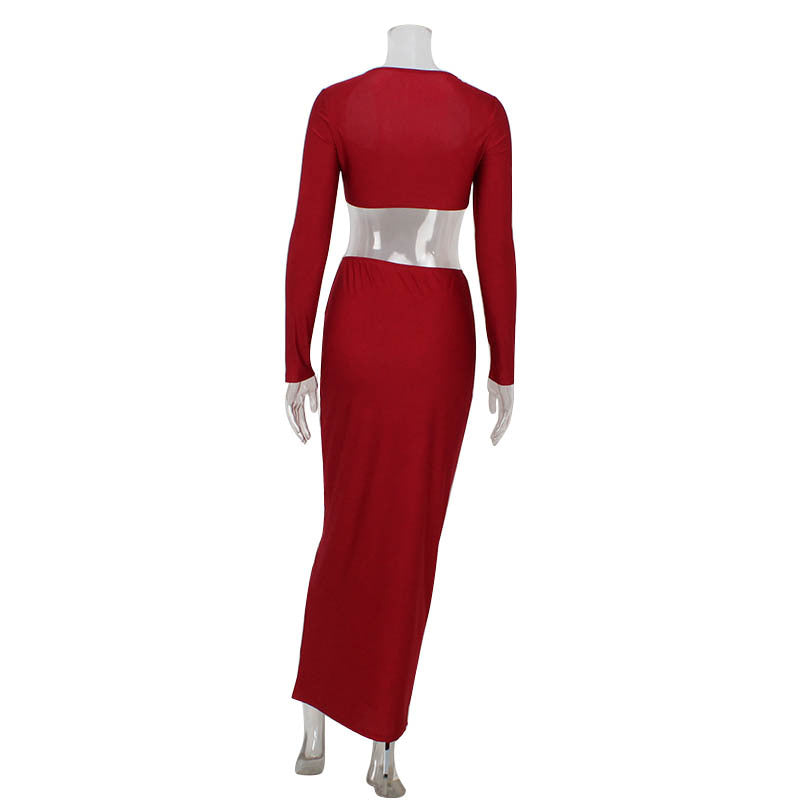Strapless Crop Top & High Waist Maxi Skirt Set – Sexy Two-Piece