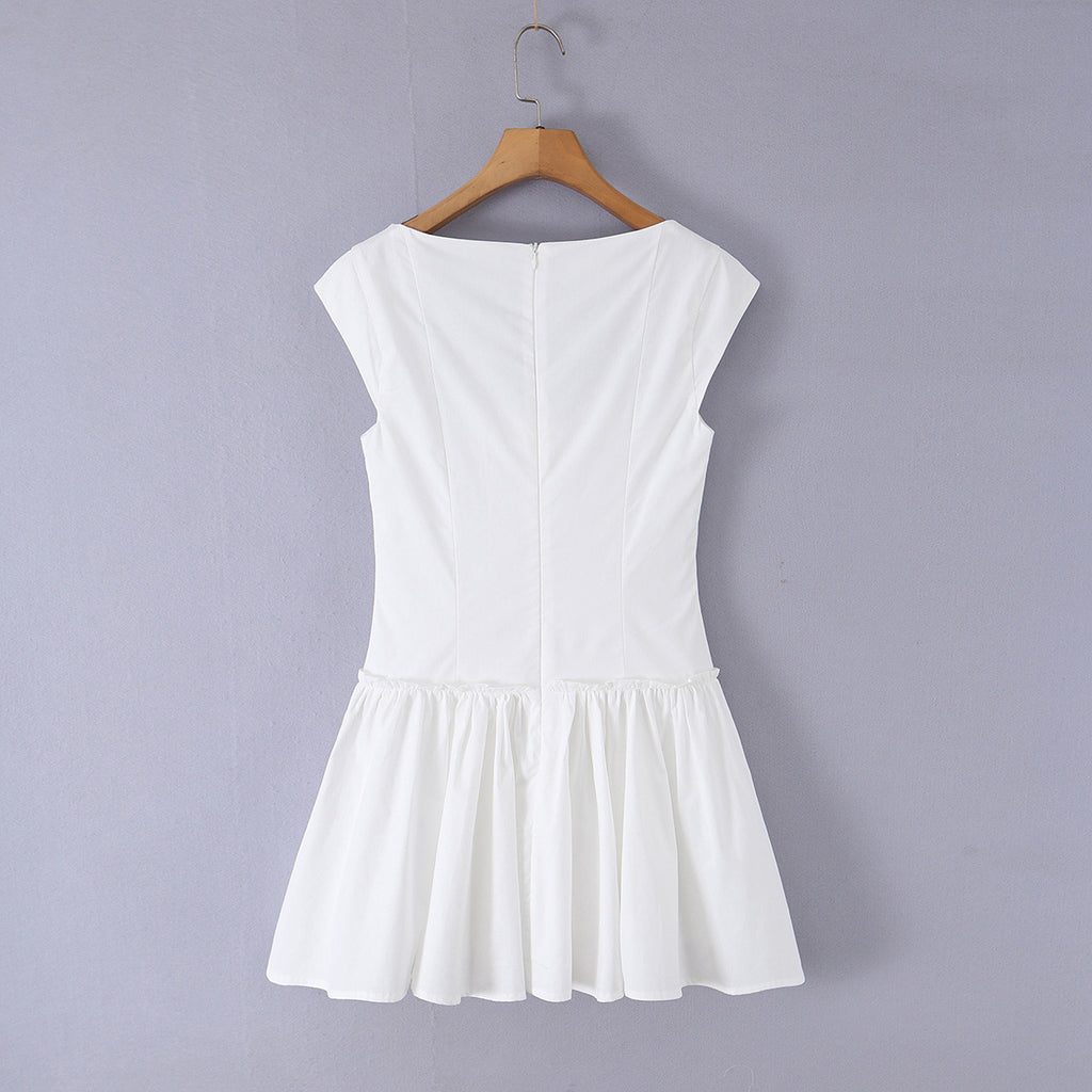 Sweetheart Neck Cotton Mini Dress – Vintage Chic