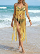 Hand-crocheted Strap Dress Vacation Long Fringe Bikini Cover-up for Women