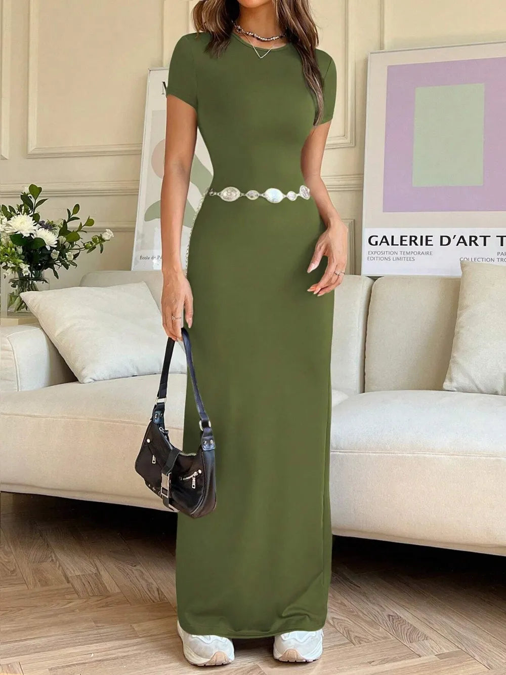 Short Sleeve Maxi Tee Dress