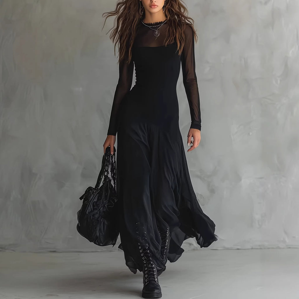 Sheer Sleeve Maxi Dress