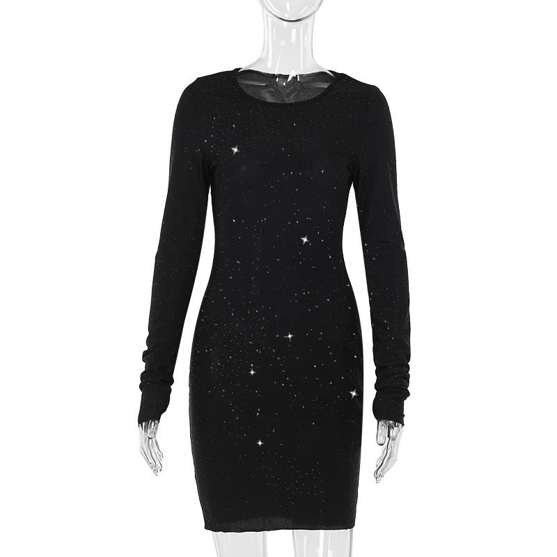 Sparkling Bodycon Mini Dress – Long Sleeve Glitter