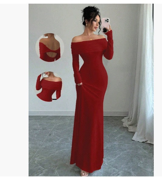One Shoulder Slim Fit Maxi Dress – Bodycon Hip Hugging
