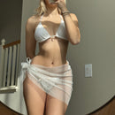Sexy Beach Shell Three-Piece Mesh Swimwear Bikini Set
