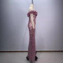 Pink Mesh Evening Gown – Sexy Socialite Maxi Dress