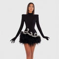 Diamond Feather Mini Dress – Retro Banquet Glam