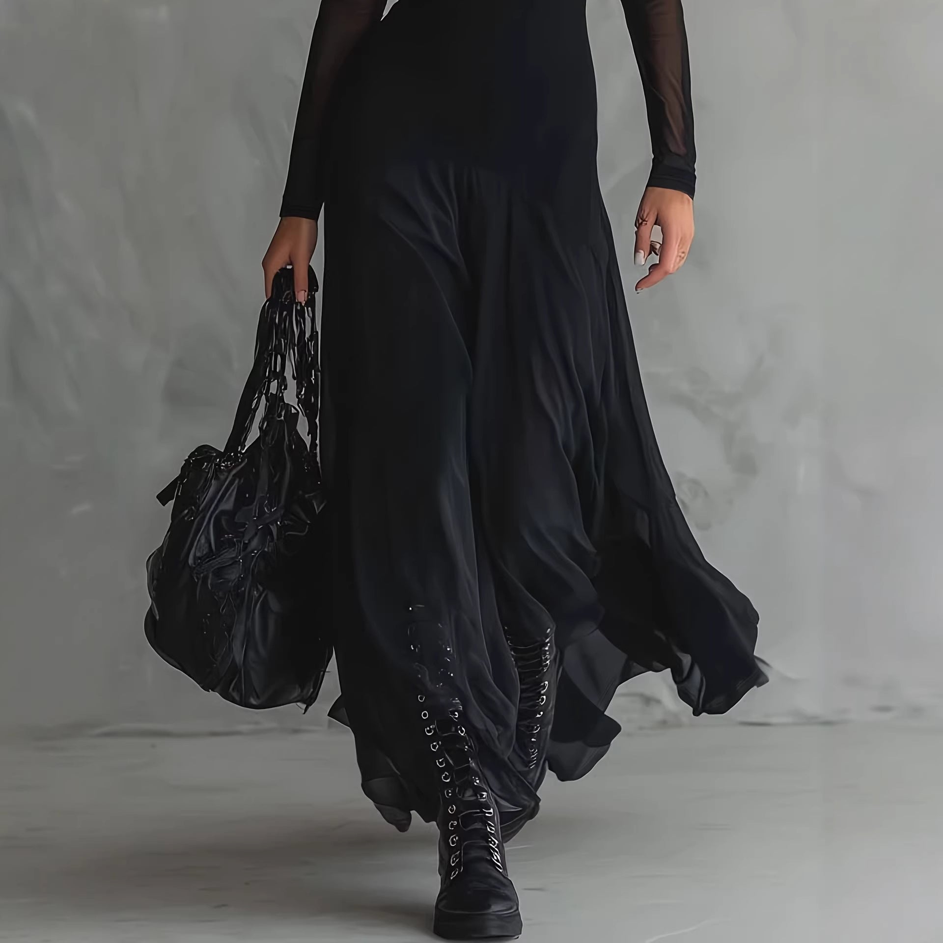 Sheer Sleeve Maxi Dress