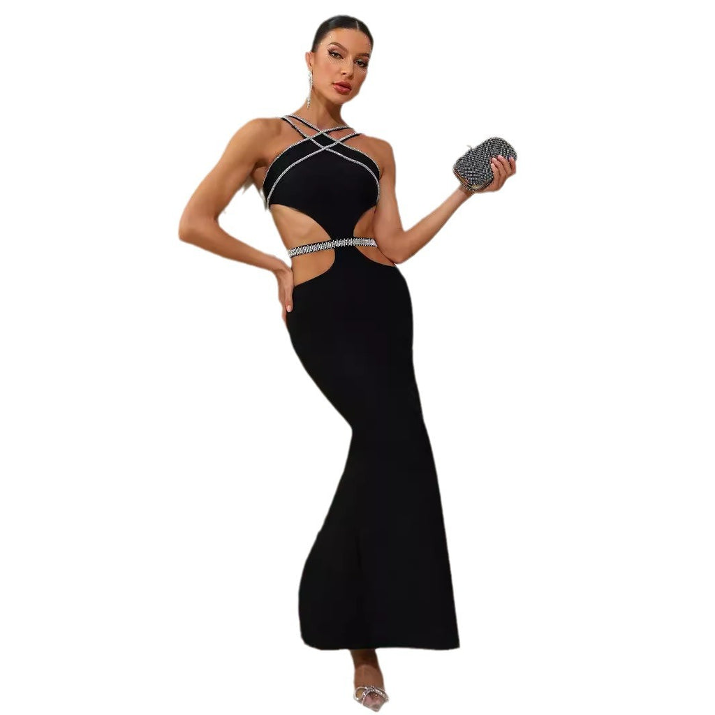 Diamond Cutout Bandage Maxi Dress – Cocktail