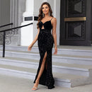 Sequin Split Thigh Maxi Dress – Glamour Evening Gown