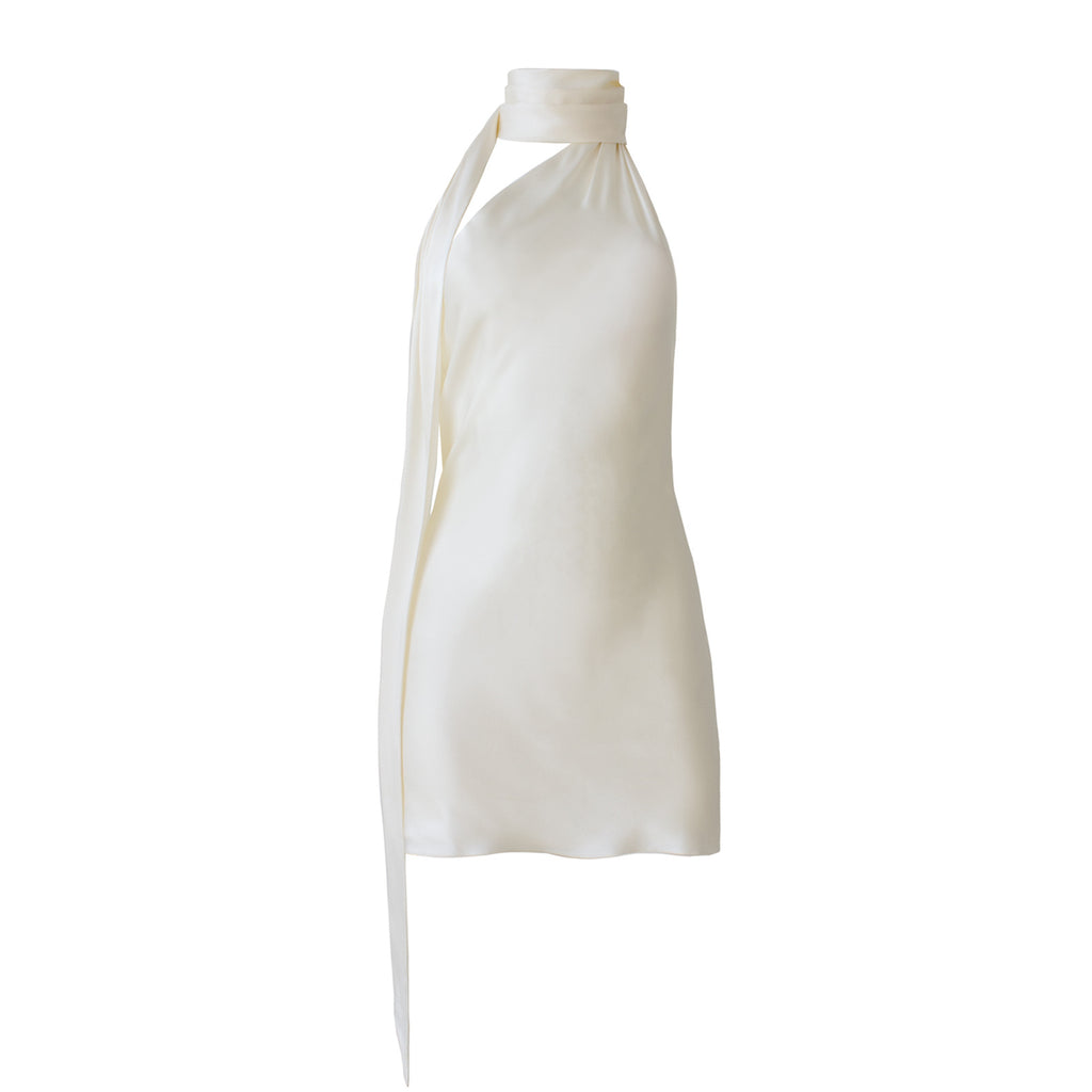 Halter Backless Satin Mini Dress