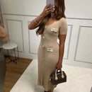 V-Neck Slit Slim Fit Dress – Summer Sexy Style