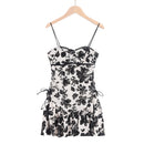 Mesh flocking backless sexy ultra-thin see through strap short nightgown dress