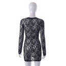 Spring Summer New Women Lace Spliced Sleepwear Sexy Perspective Dress
