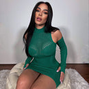 Mesh Patchwork Long Sleeve Bodycon Mini Dress – Sexy
