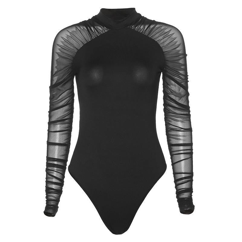Mesh See-Through Slim Fit Jumpsuit – Sexy Long Sleeve
