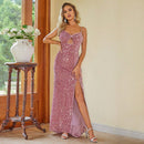 Sequin Split Thigh Maxi Dress – Glamour Evening Gown