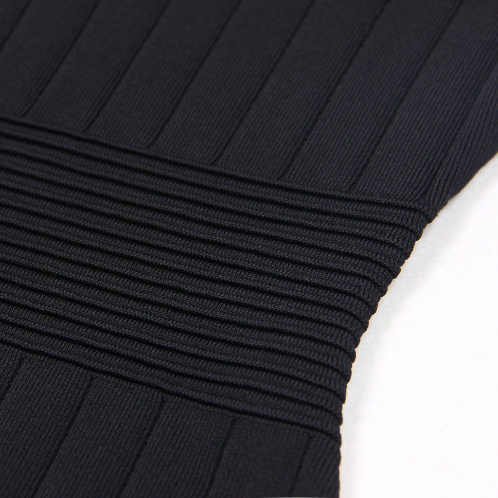 Knit Collar Slim Fit Mini Dress – Short Sleeve