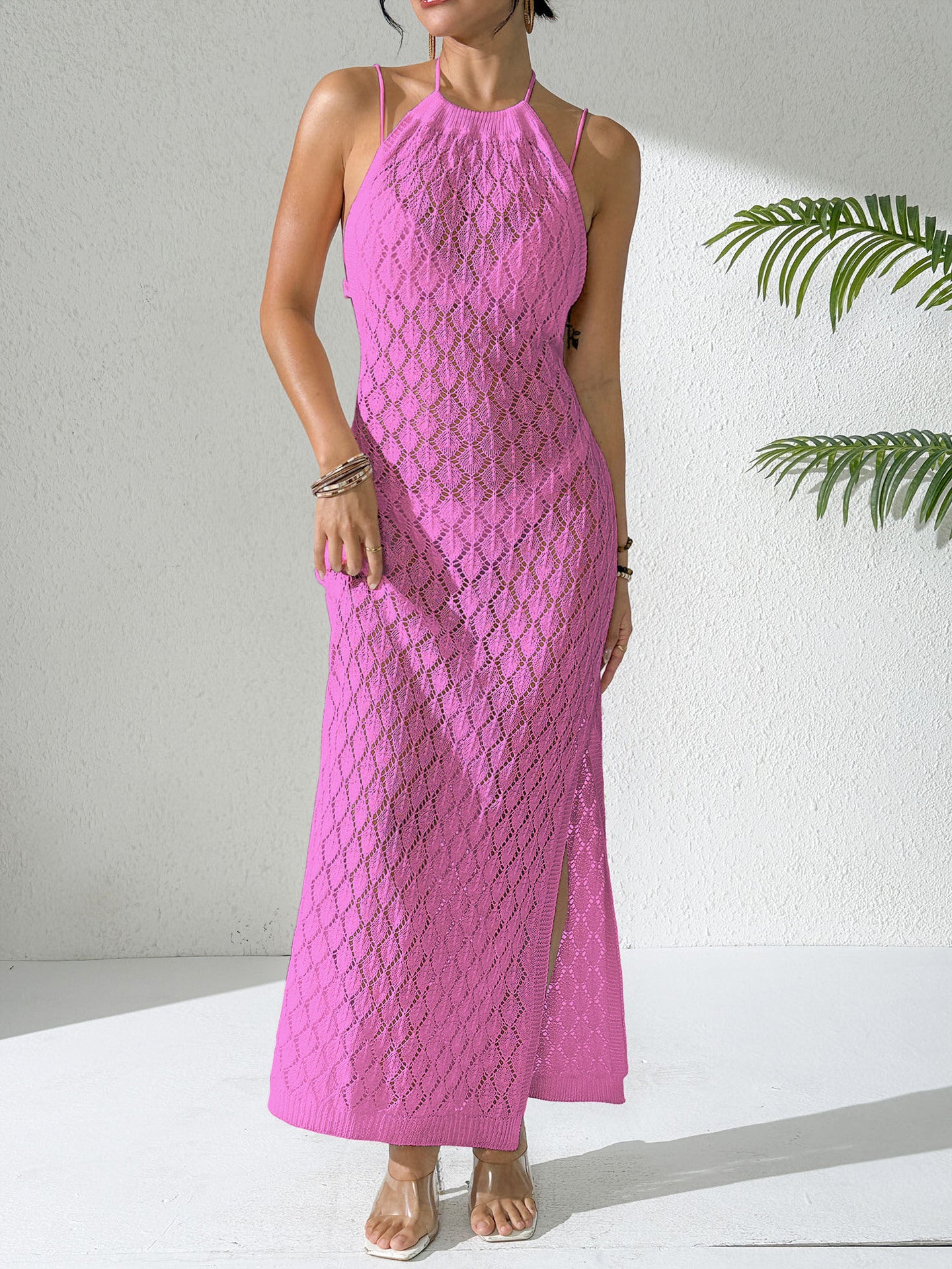 Cutout Tie-Strap Beach Cover-Up Dress