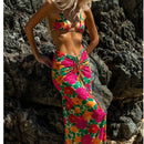 Swimsuit women's split three piece vacation seaside retro print
