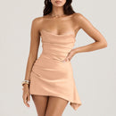 Strapless Pleated Backless Mini Dress – Casual Summer