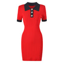 New fashionable and high-quality knitted collar slim fit short sleeved dress