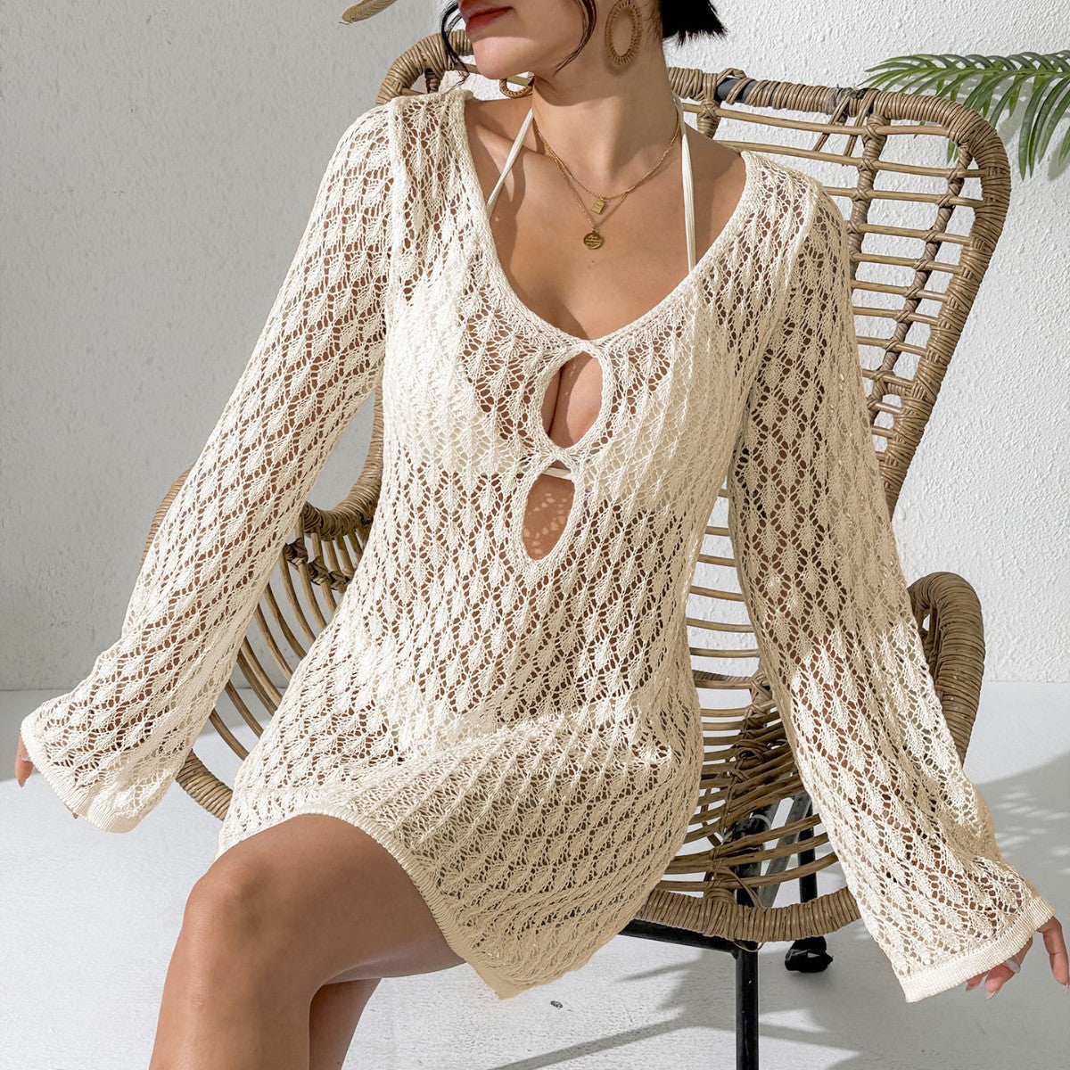 Lace-up Sexy Beach Dress for Women, Bikini Cover-Up