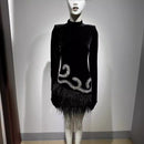 Diamond Feather Mini Dress – Retro Banquet Glam