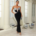 Diamond Mesh Backless Bandage Evening Dress