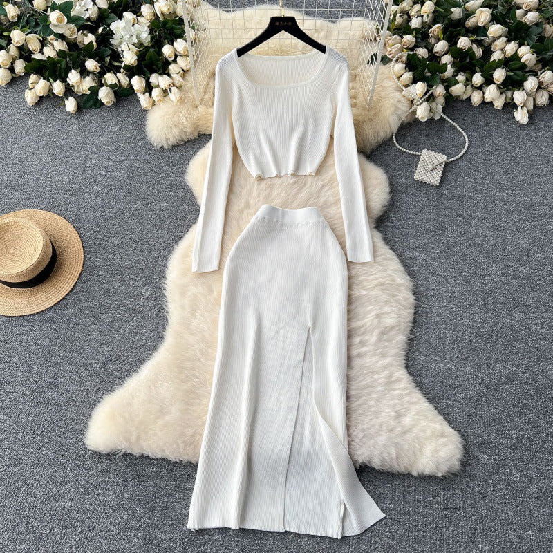 Square Neck Knit Mini Dress – Sexy Slim Fit Bodycon