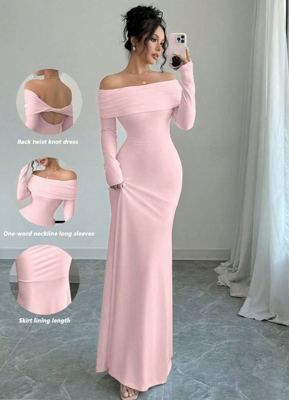 One Shoulder Slim Fit Maxi Dress – Bodycon Hip Hugging