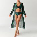 Printed split swimsuit three piece long sleeved set