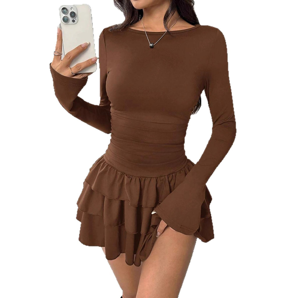 One Shoulder Three-Quarter Sleeve Slim Fit Dress – Elegant