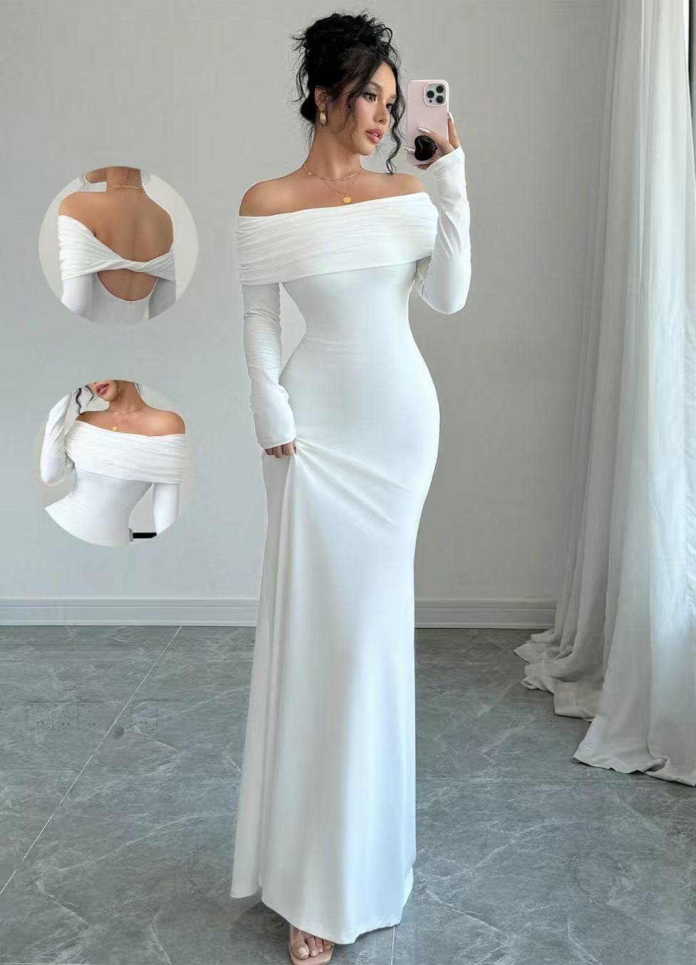 One Shoulder Slim Fit Maxi Dress – Bodycon Hip Hugging