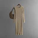 Turtleneck Pit Stripe Knit Midi Dress – Autumn Winter