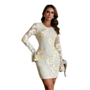 Embroidered hip hugging dress for women