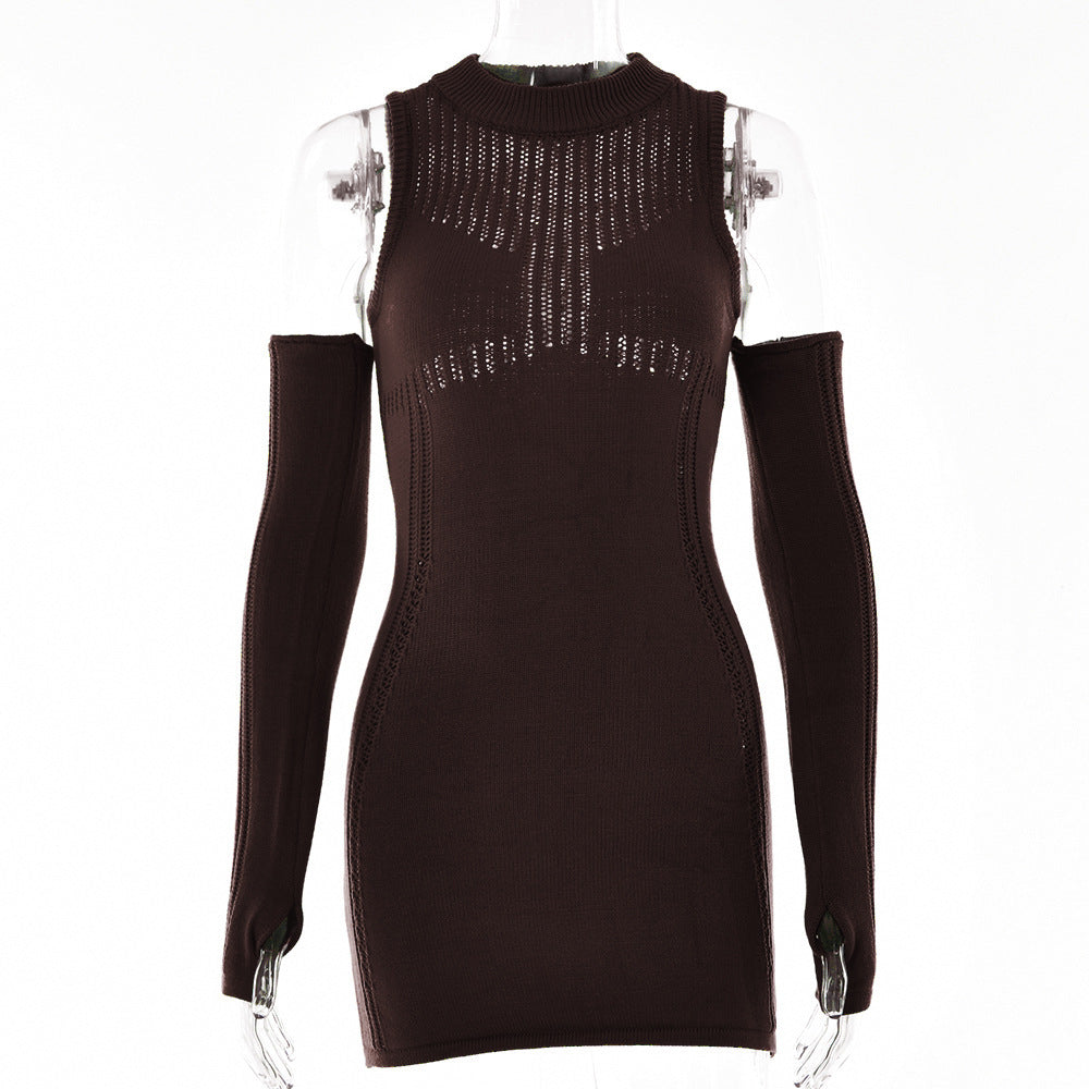 Mesh Patchwork Long Sleeve Bodycon Mini Dress – Sexy